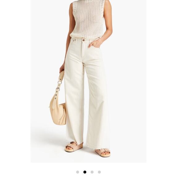 Rag & Bone Sofie Jeans Cream White Two Tone High Rise Ultra-Wide Leg Size 23 - Picture 2 of 11